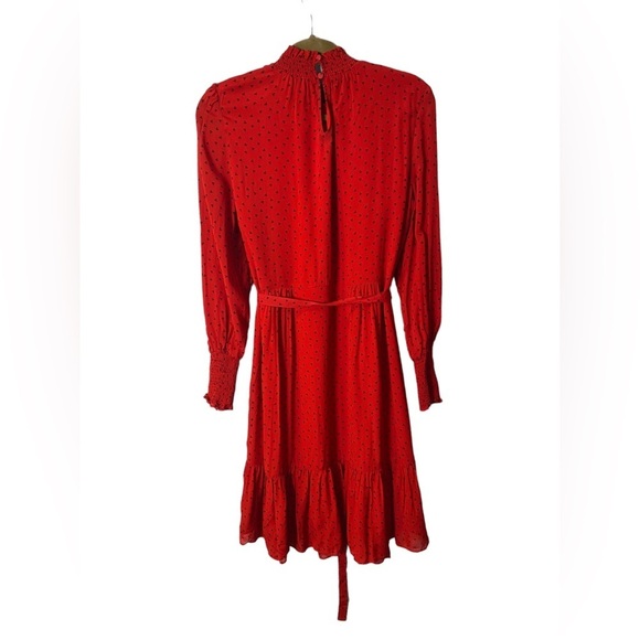 BODEN Carrie Smocked Dress Poinsettia Ruffle Red Long Sleeve - Picture 5 of 14